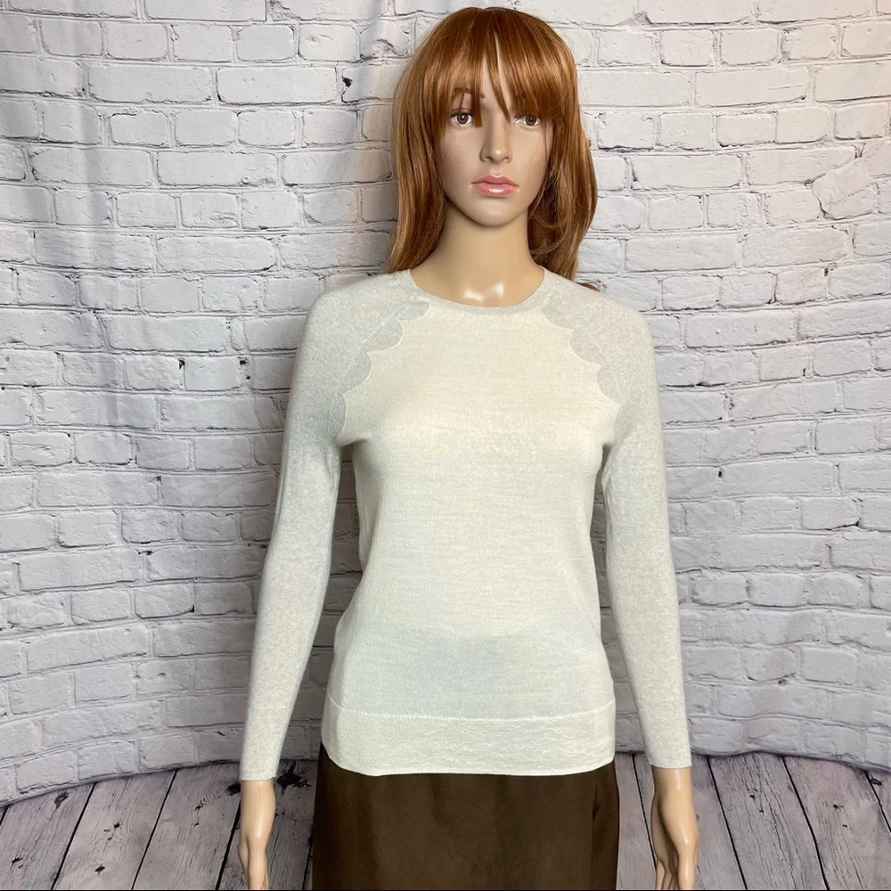 J. Crew Merino Wool White Gray Sweater Size XXS